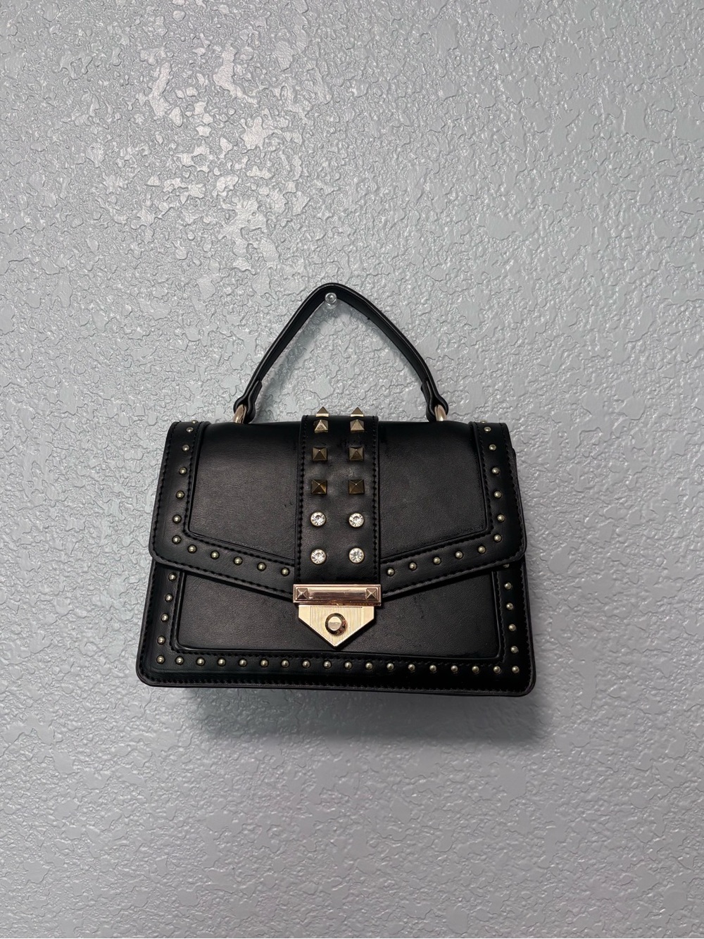 Target Black Studded Top-Handle Satchel with Gold Hardware